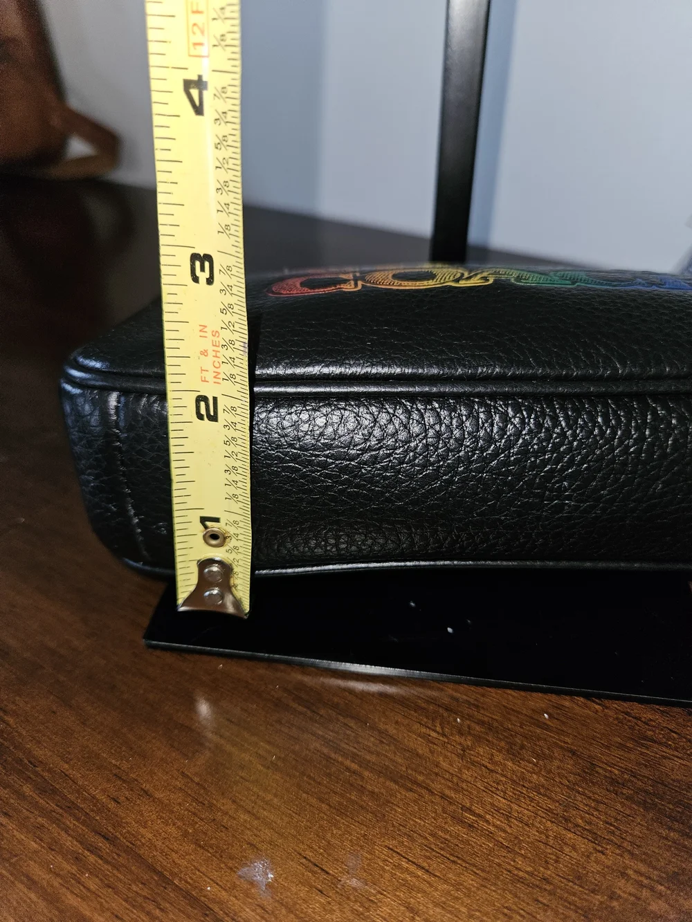 COACH Nolita 19 Black Leather Rainbow Logo Shoulder Bag